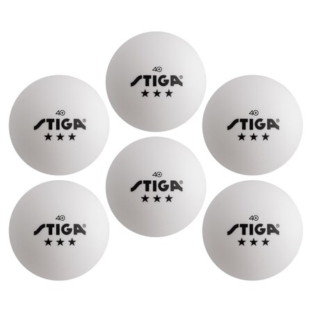 Stiga 3-Star White Balls, 6PK T1434-1